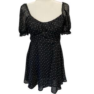 Thirty Thirty LA Babydoll Dress Sz XL Layered Ruffled Sash Tie Short Puff Sleeve